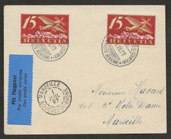 Flugpost Schweiz 1927 Genf Marseille Luftpost Erstflug