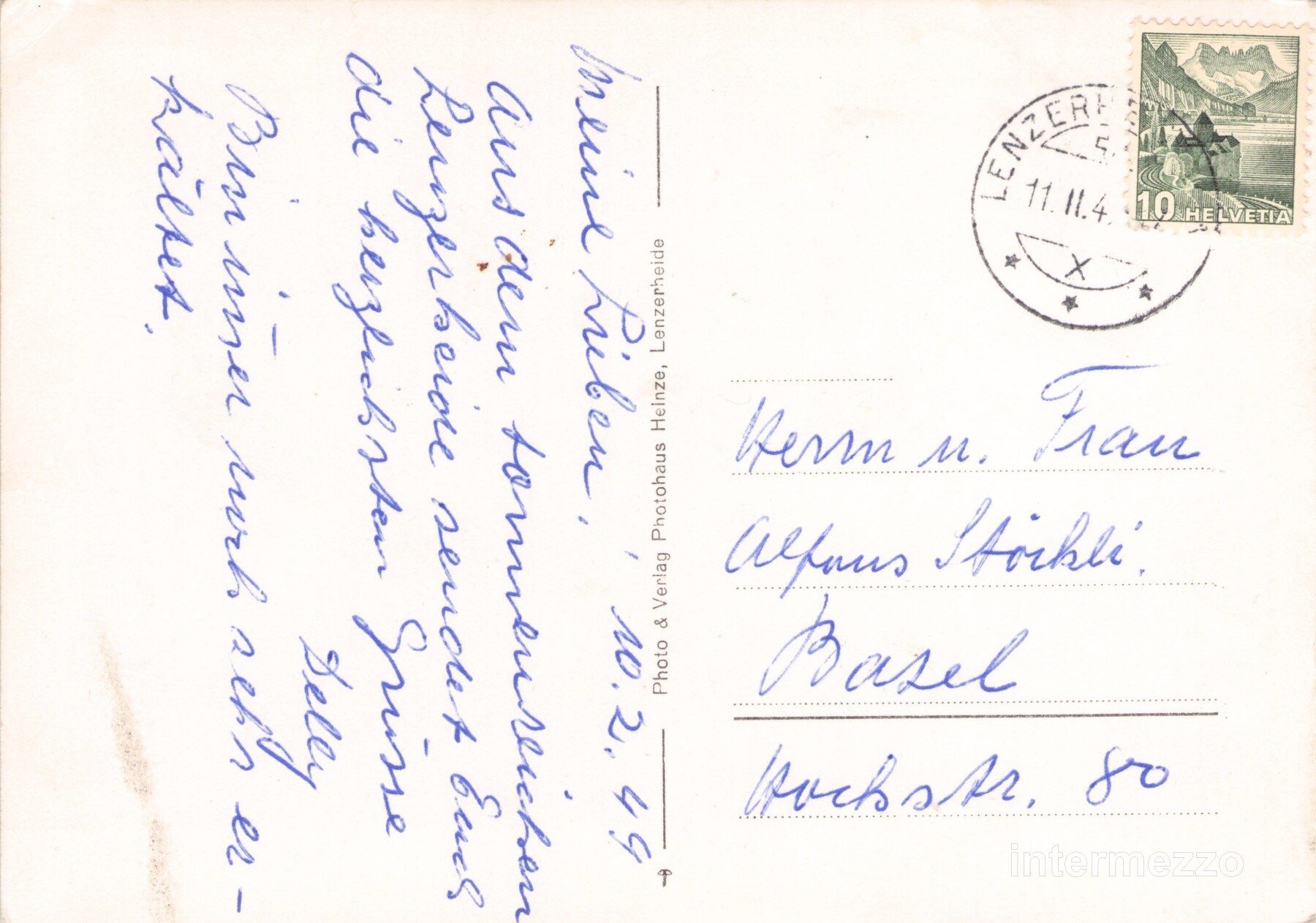 Cartoline postali: Lenzerheide GR // 1949 Lenzerhorn // Winter – Usato da Basel venduto da intermezzo12 1