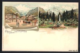 Litho Interlaken, Kurgarten mit Springbr