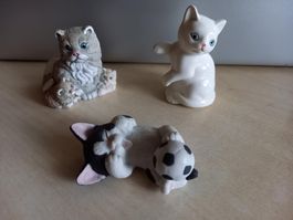 Keramik-Katzenfiguren, 3er-Set, Sammlerstücke,