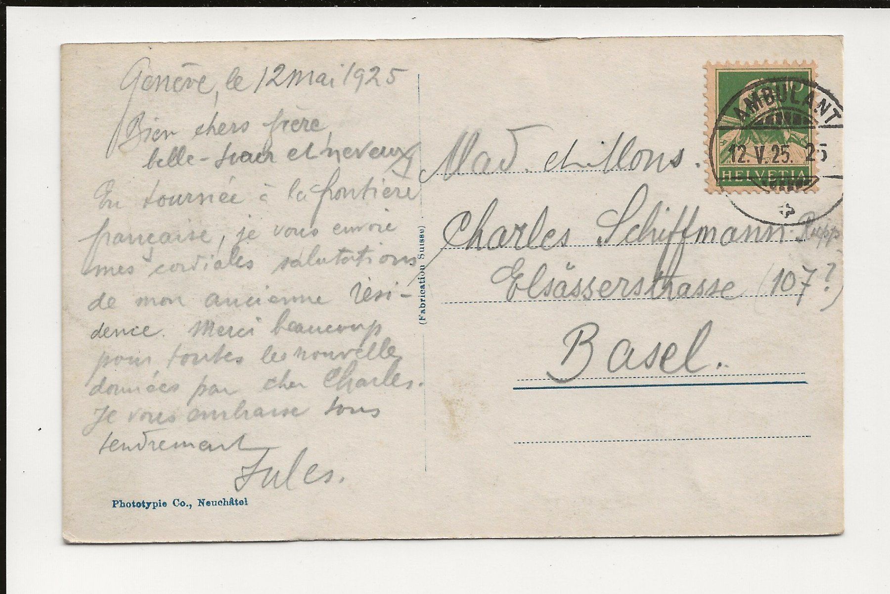 Cartoline postali: AK 1925 Genf Genfersee mit Raddampfer – Usato da Greifensee venduto da 315WDO 1
