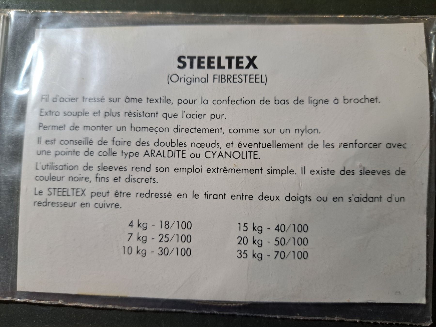 Schnüre: Steeltex 7 kgs 5 mètres/Meter – Neu und originalverpackt aus Fribourg von versus702 1