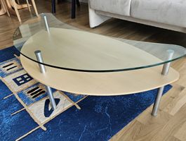 Salontisch Ahorn massiv / Glas