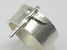 Unikat Ring Silber (925) 999 + MP Engel Gr. 61