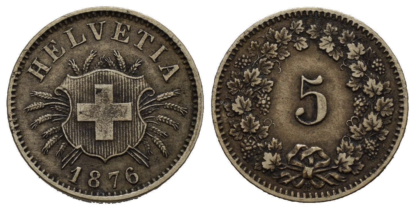 Alle Münzen: 5 Rappen 1876  /187 – Gebraucht aus Trimbach von Solothurn1