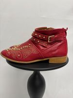 Zara Rote Boots mit Nieten Gr. 39 Leder ankle boots Boho