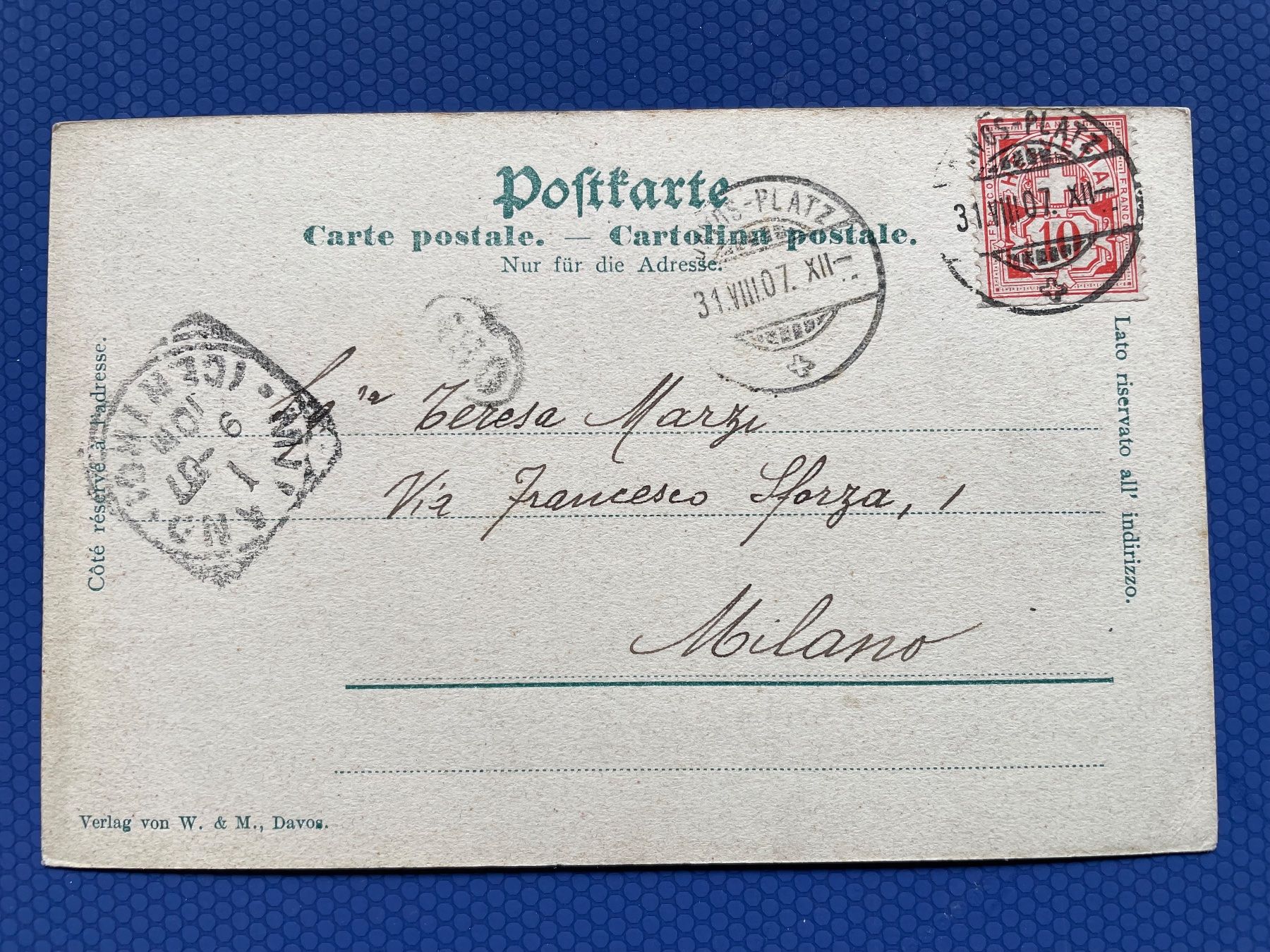Cartoline postali: Davos 1907 – Usato da Faido venduto da Luca555 1