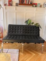 Barcelona Stil 2-Sitzer Sofa schwarz, Chrom