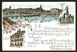 Litho Basel, Rathaus, St. Jakobsdenkmal,