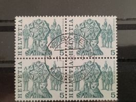 1977 Sternsingen Bergün Viererblock Vollstempel