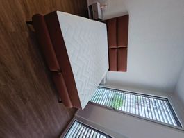 Lit Boxspring EDEN 160x200cm COGNAC Conforama