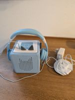 toniebox blau mit Kopfhörern gebrauchter Zustand