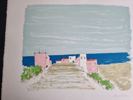 MOSCA IVAN LITHOGRAPHIE SIGNIERT DORF IN SPANIEN