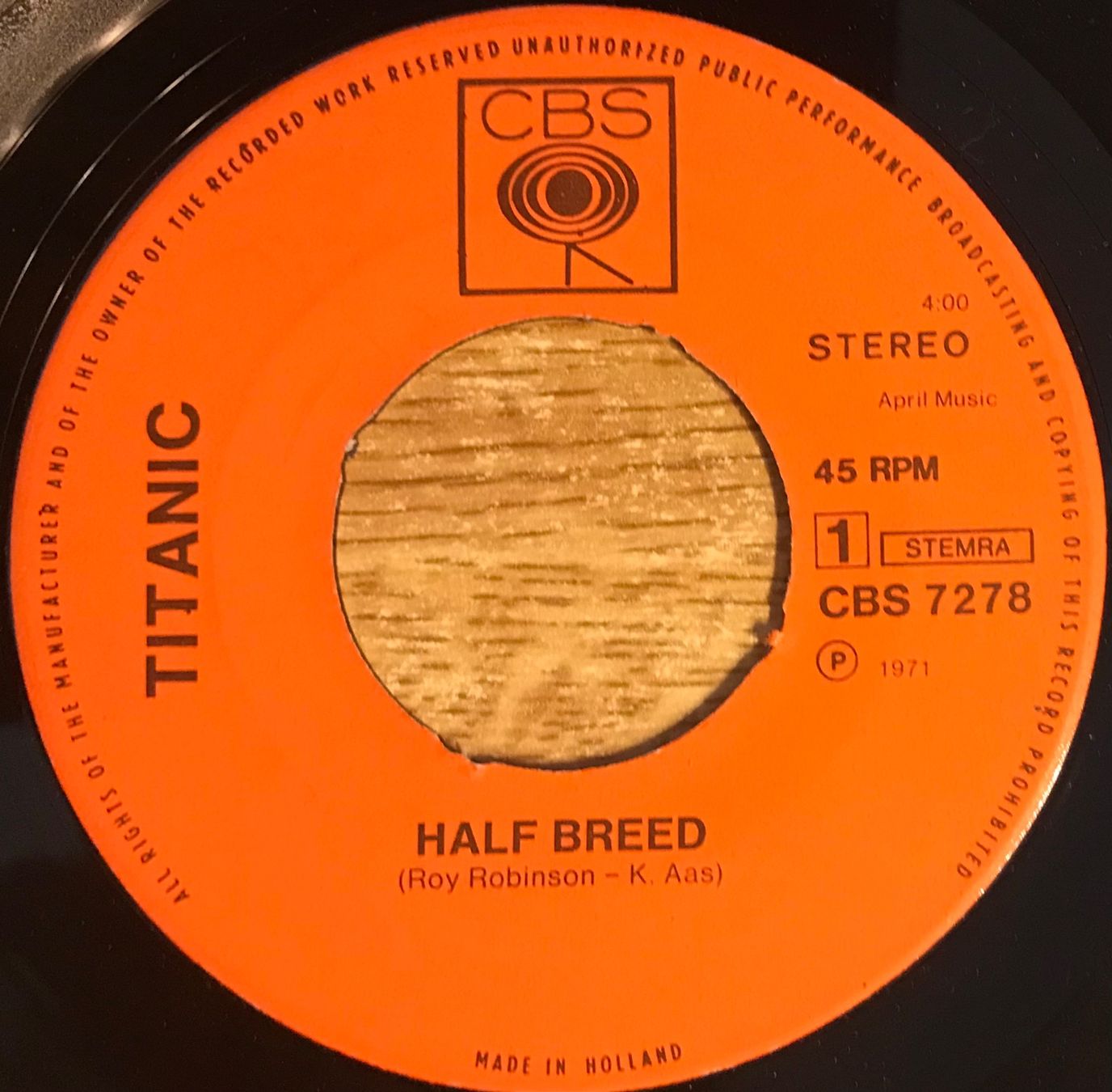 Vinyles: TITANIC - HALF BREED – D'occasion à Bussigny par vinyl-pas-cher 2