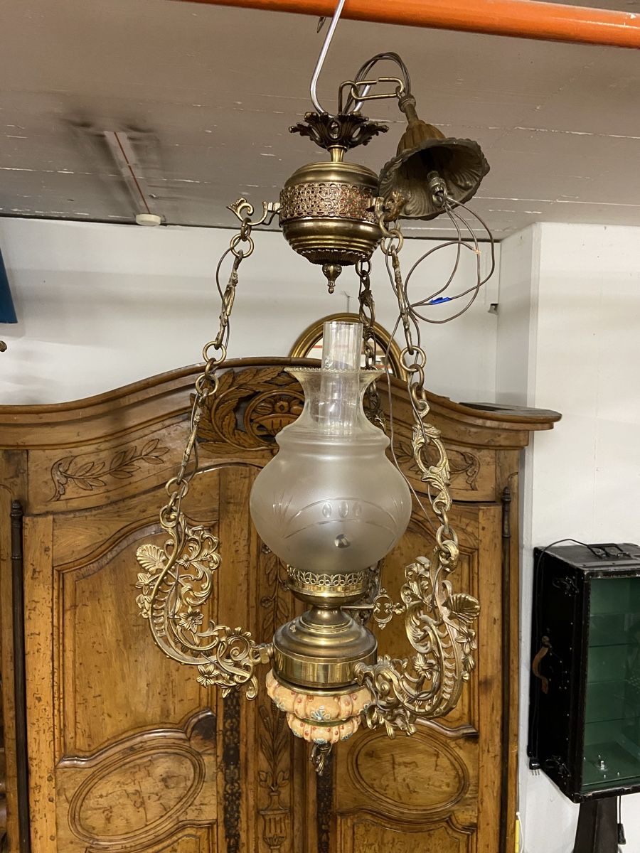 Lampade: Alte Hängelampe Jugendstil Messing – Usato da Dietikon venduto da brocki-eyra 8