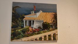 Original Ölbild - Mediterran, Haus am Meer, Mallorca