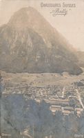 Glarus GL Stadt Panorama Berg Werbung Bally