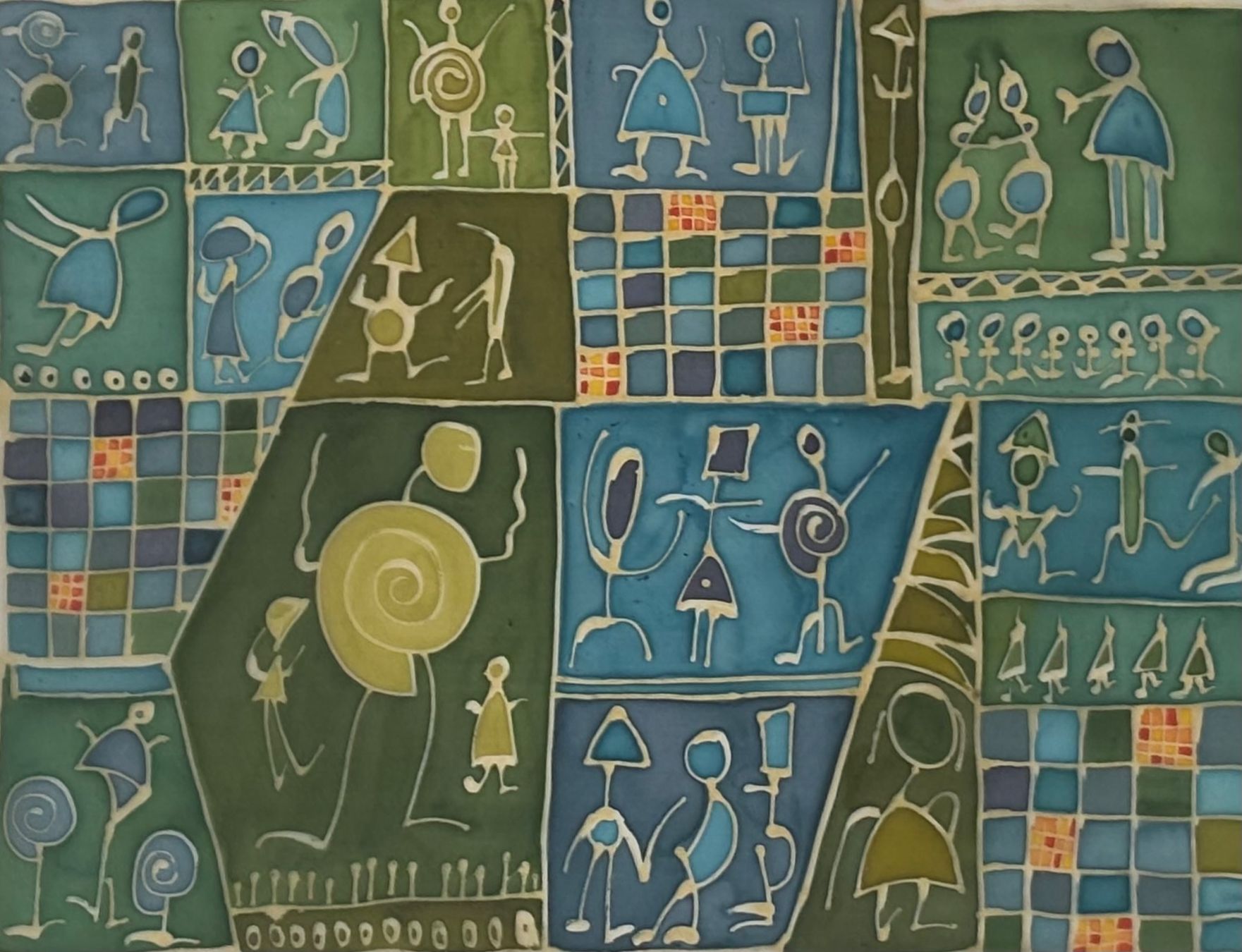Dipinti: abstrakte, patchworkartige Figurenmalkunst (Unikat) – Usato da Rütihof venduto da Yaro22 3