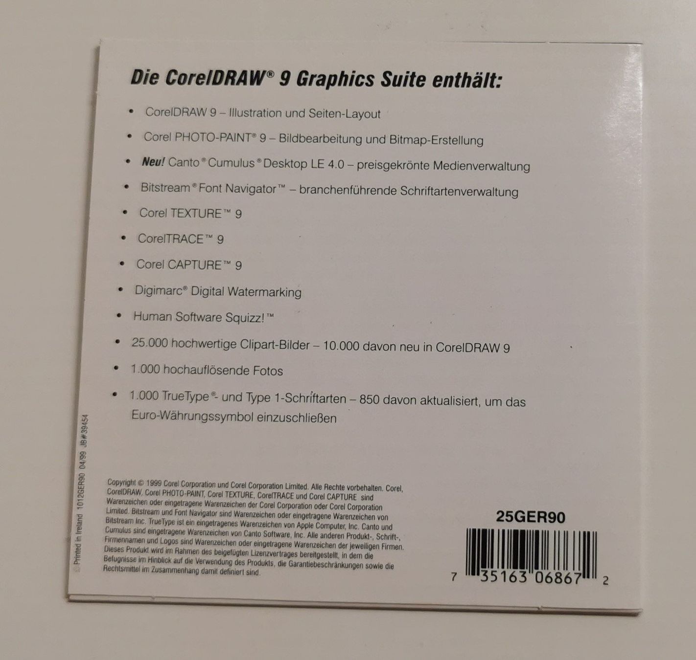 CorelDRAW Software: CorelDRAW 9 Graphics Suite - Legendäre Grafiksoftware! – Usato da Oberwangen b. Bern venduto da Vittorio0 9