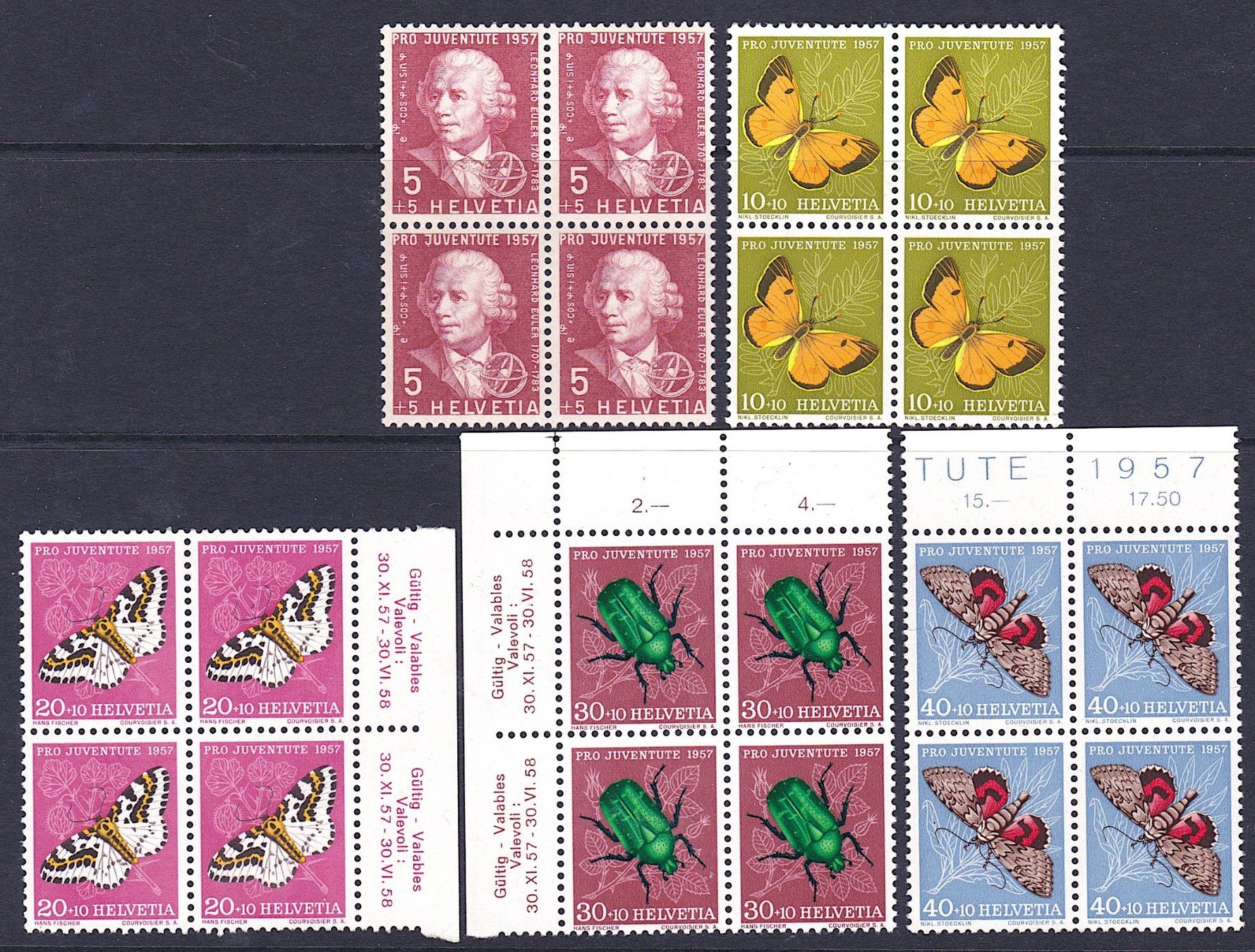 Alle Briefmarken: PJ 1957 im 4er-Block, postfr.** – Neu (gemäss Beschreibung) aus Richterswil von Dyaris2025