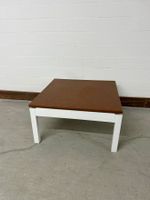 Couchtisch Beistelltisch brauner Lederlook Gestell weiss