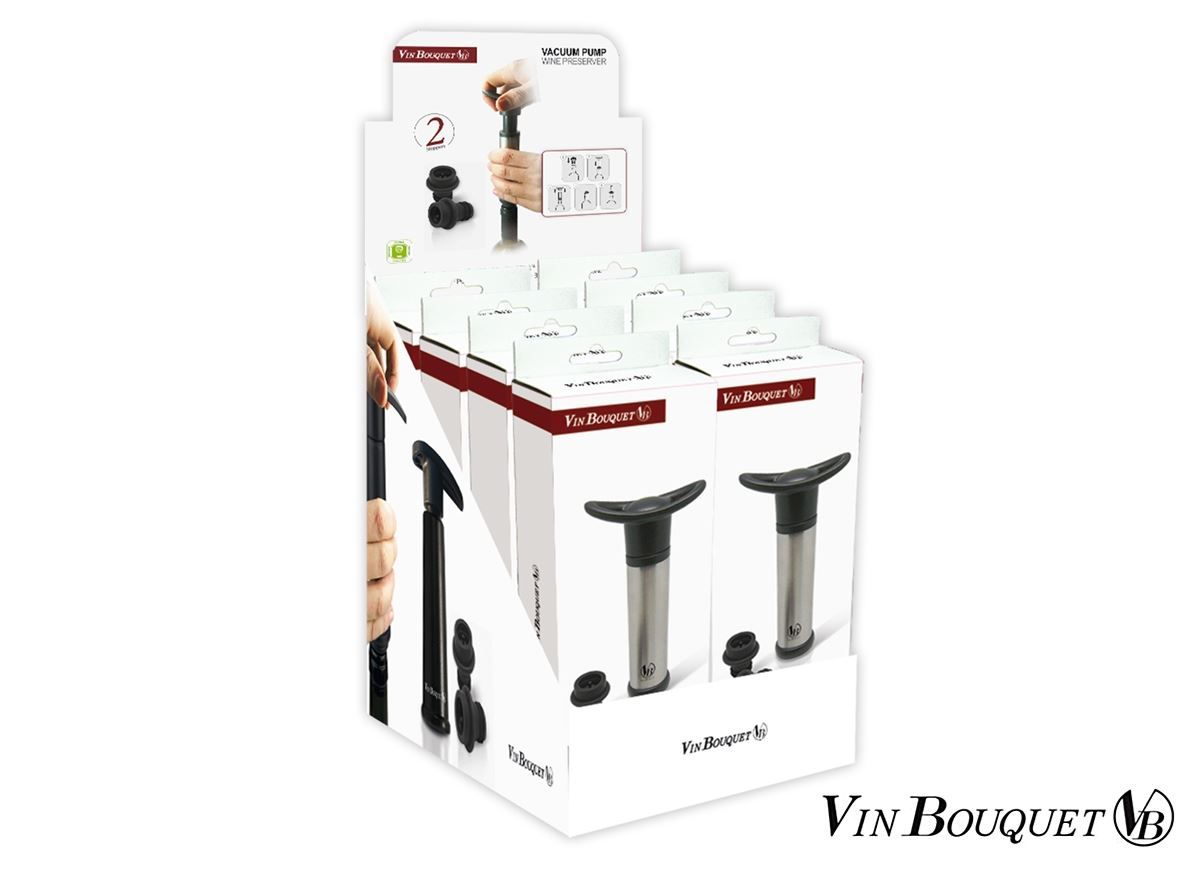 Apribottiglie & Tappi per chiusura: VinBouquet Weinpumpe mit 2 Stopfen – Nuovo e nell'imballaggio originale da Wettingen venduto da kochshop 4