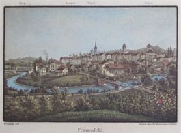 Frauenfeld um 1880, Druck Litho Stich
