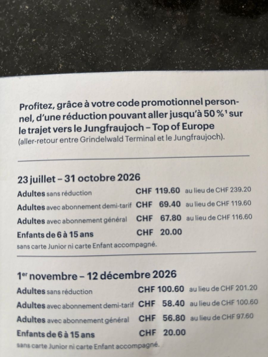 Gutscheine: Jungfraujoch - réduction  – Neu und originalverpackt aus Reconvilier von Audrey_11 2