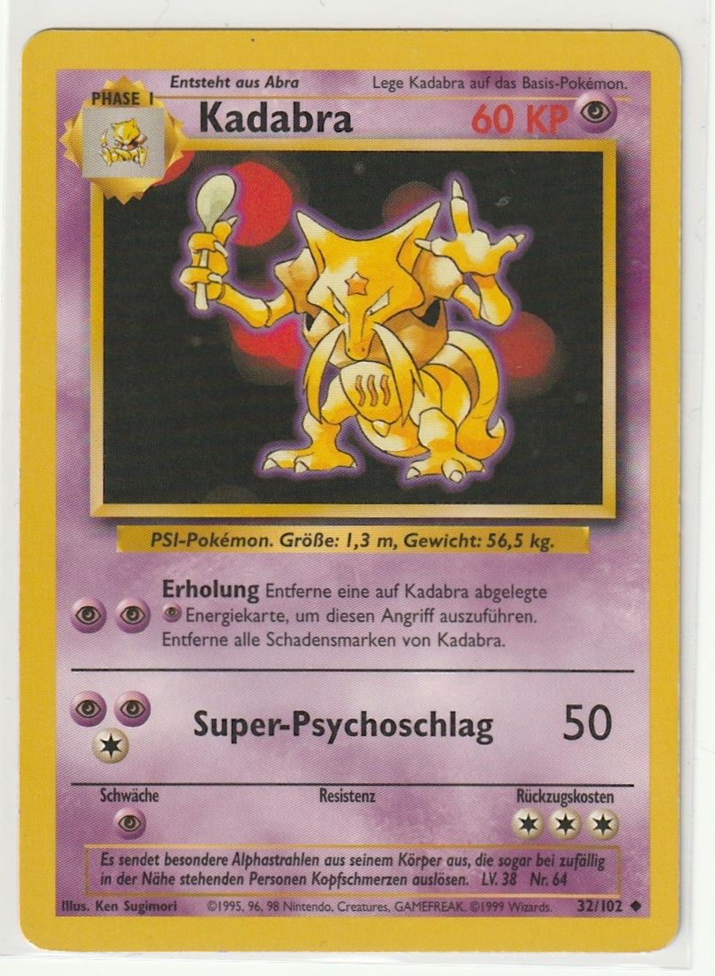Pokémon Carte collezionabili: Pokémon Kadabra (32/102), Basis Base Set – Usato da Biel/Bienne venduto da historian-198