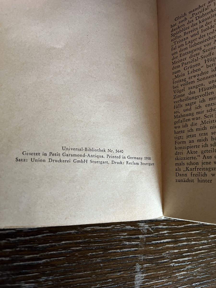 Libri: R. Wagner - Parsifal - Reclam 1958 – Usato da Winterthur venduto da Mmagu 2