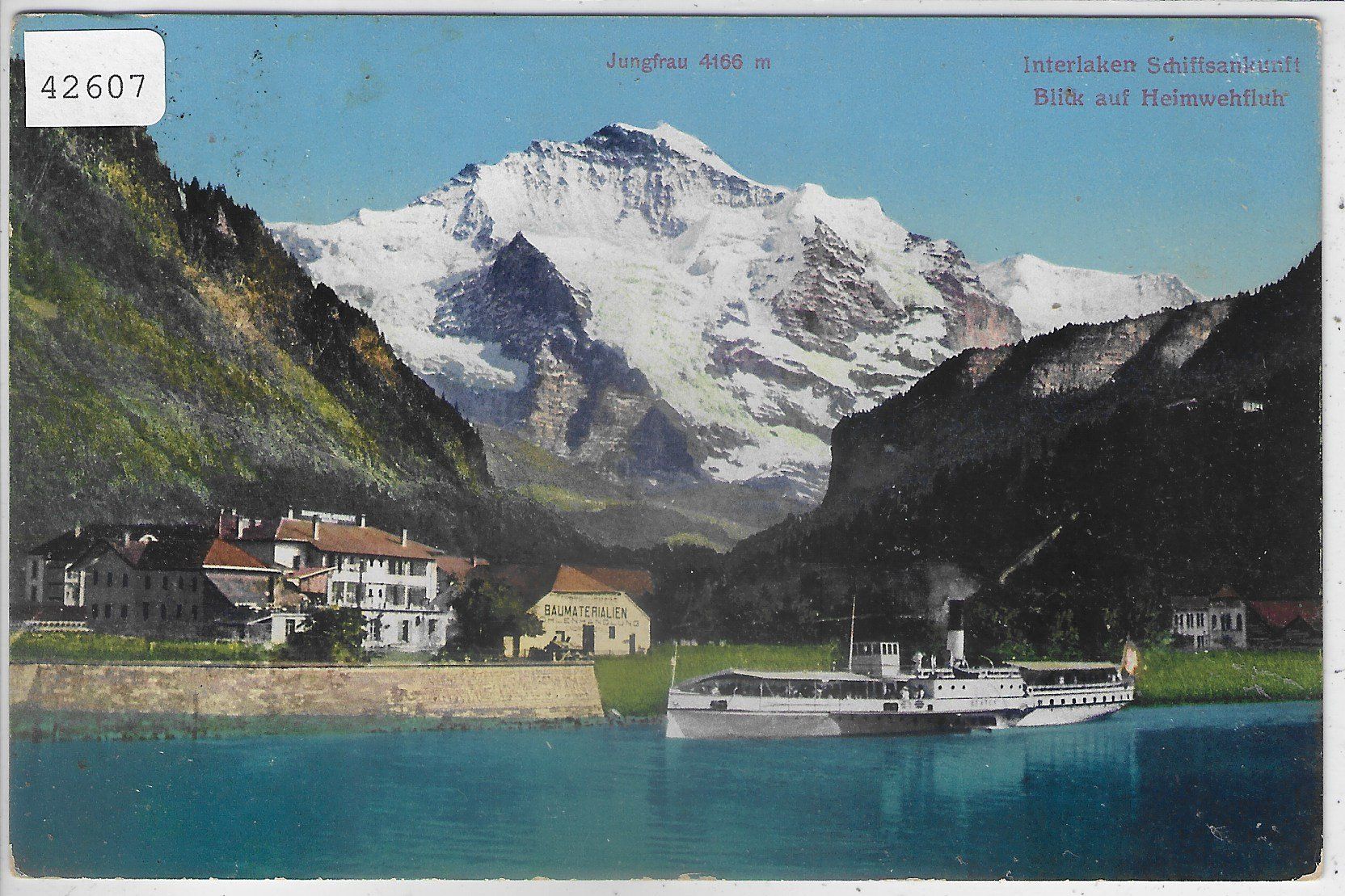 Ansichtskarten: Interlaken Schiffsankunft - Dampfschiff - Litho – Gebraucht aus Ettingen von Kartenplanet