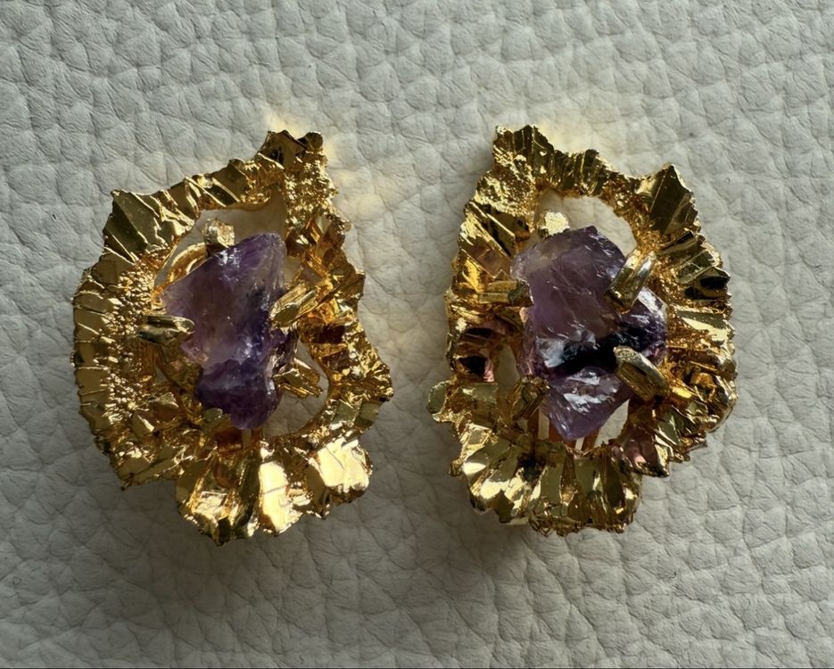 Boucles D'oreilles Clips Vintage Dorées Motif Goutte - Occasion En Bon état - Bijou Rétro