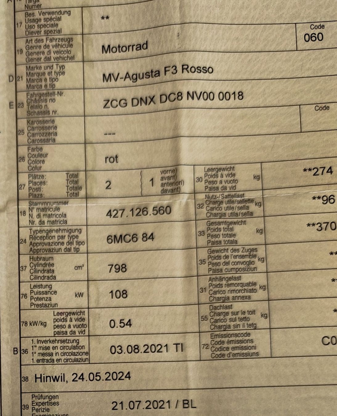 MV Agusta Strada: MV Agusta F3 800 Rosso – Difettoso da Ottikon venduto da Flateric3 6