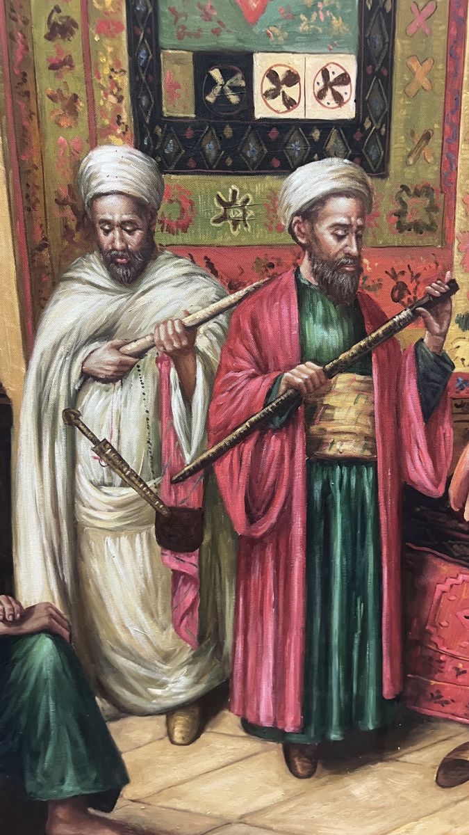 Dipinti: Tableau orientalistes scène musicale, avec cadre – Usato da Genève venduto da Leboucheoreilles 9