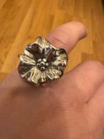 Hohlring aus Silber 925 florales Design Gr.52 53