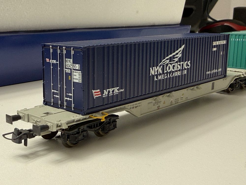 Roco 66567 SBB Doppel-Containertragwagen Sggmrs / DC HO (Gebraucht) in ...