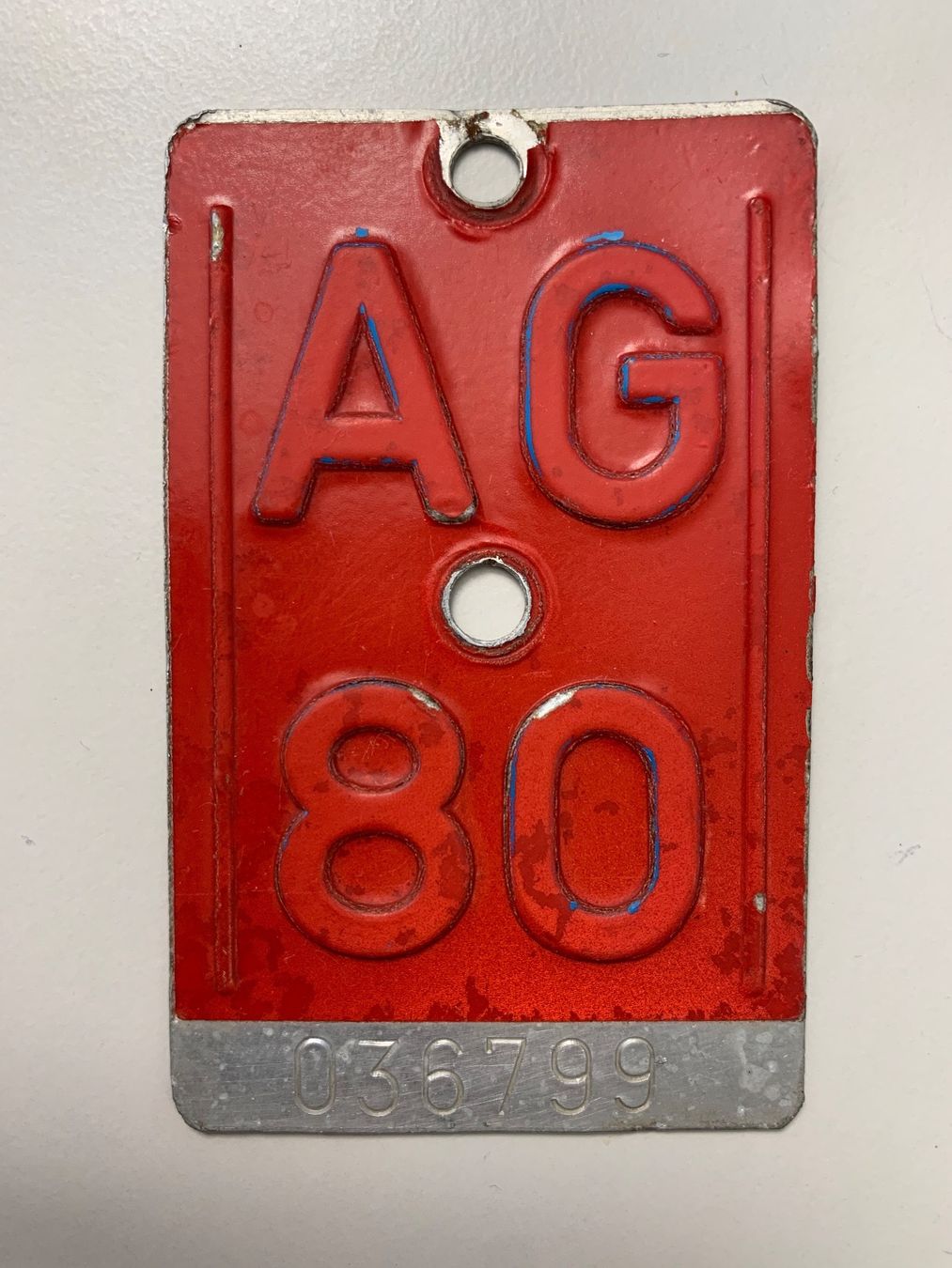 Schilder: Velonummer AG 80 / 1980 – Gebraucht aus Opfikon von BananaGio01