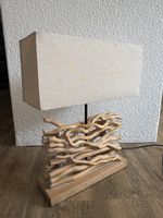 Tischlampe Treibholz Design rechteckiger Schirm guter Zustan