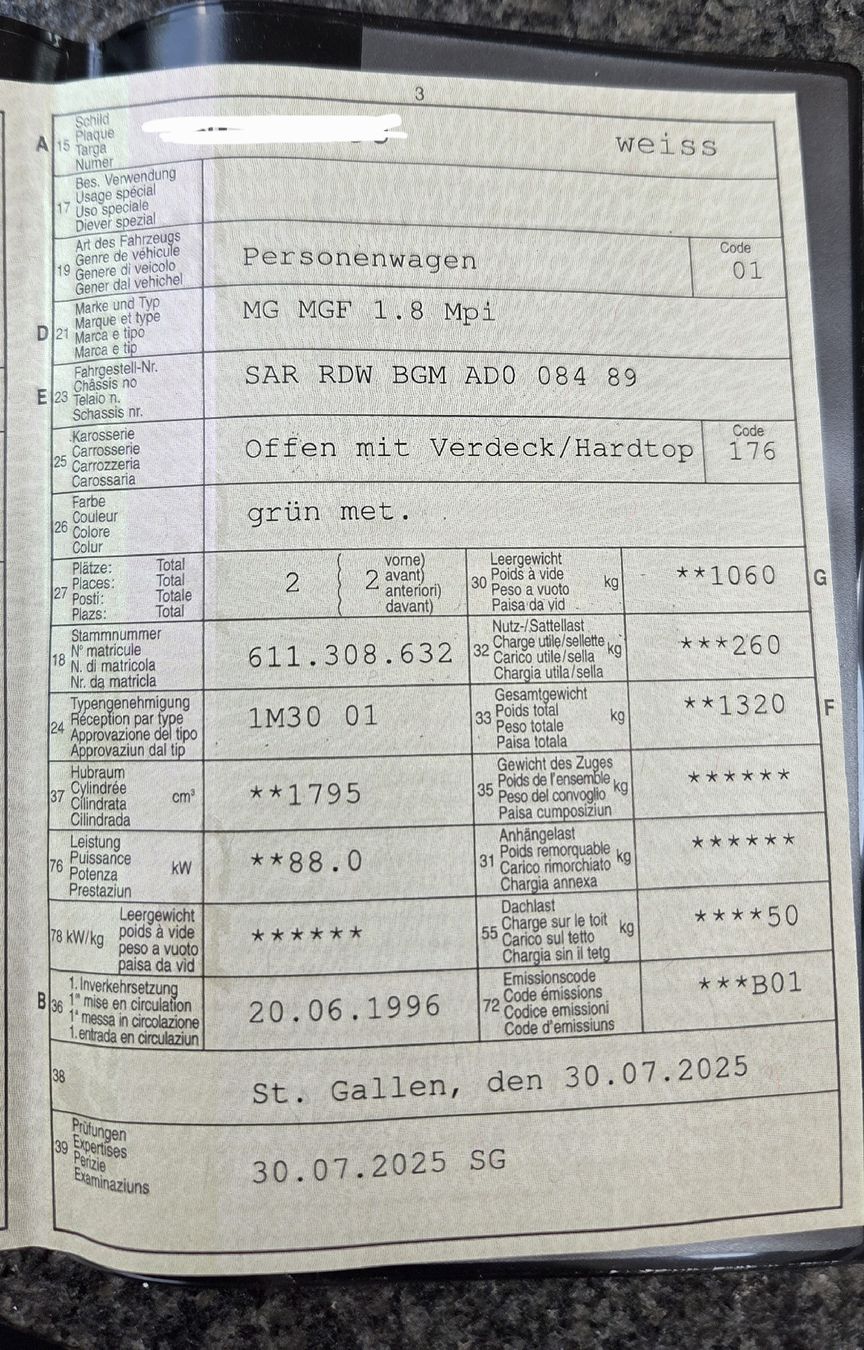 MG Autos: MGF 1.8 Mpi – D'occasion à Zuckenriet par janar11 7
