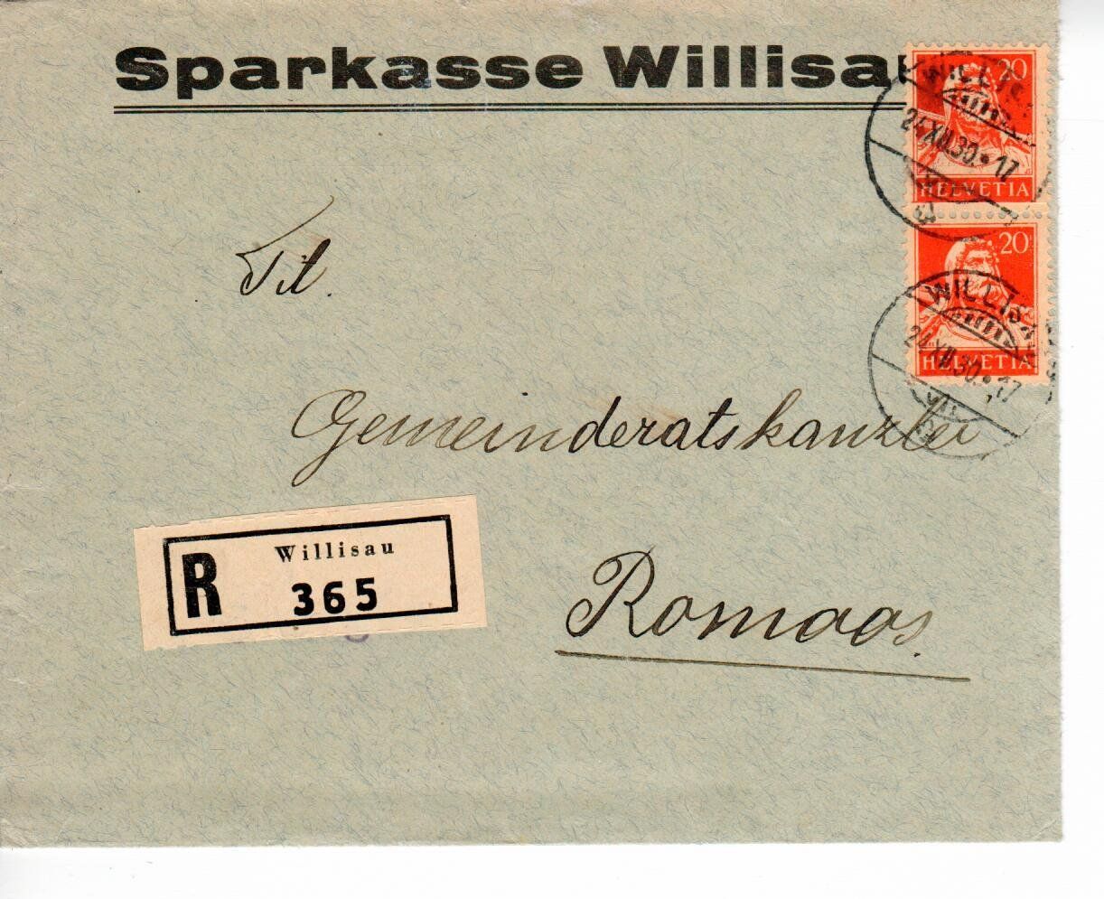 Tutti i francobolli: R - Brief Sparkasse Willisau 1930 – Usato da Wolhusen venduto da Curver9
