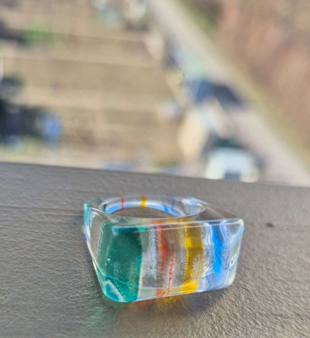 Anelli: RING FINGERRING TRANSPARENT MIT BUNTEN STREIFEN PLEXIGLAS – Nuovo (secondo la descrizione) da Elsau venduto da the-colorful-side 8