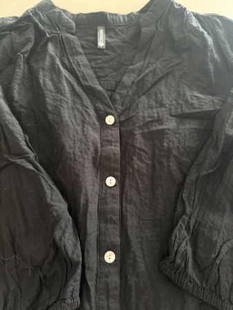 🖤 Chicorée schwarze Bluse | locker & leicht | Gr. S