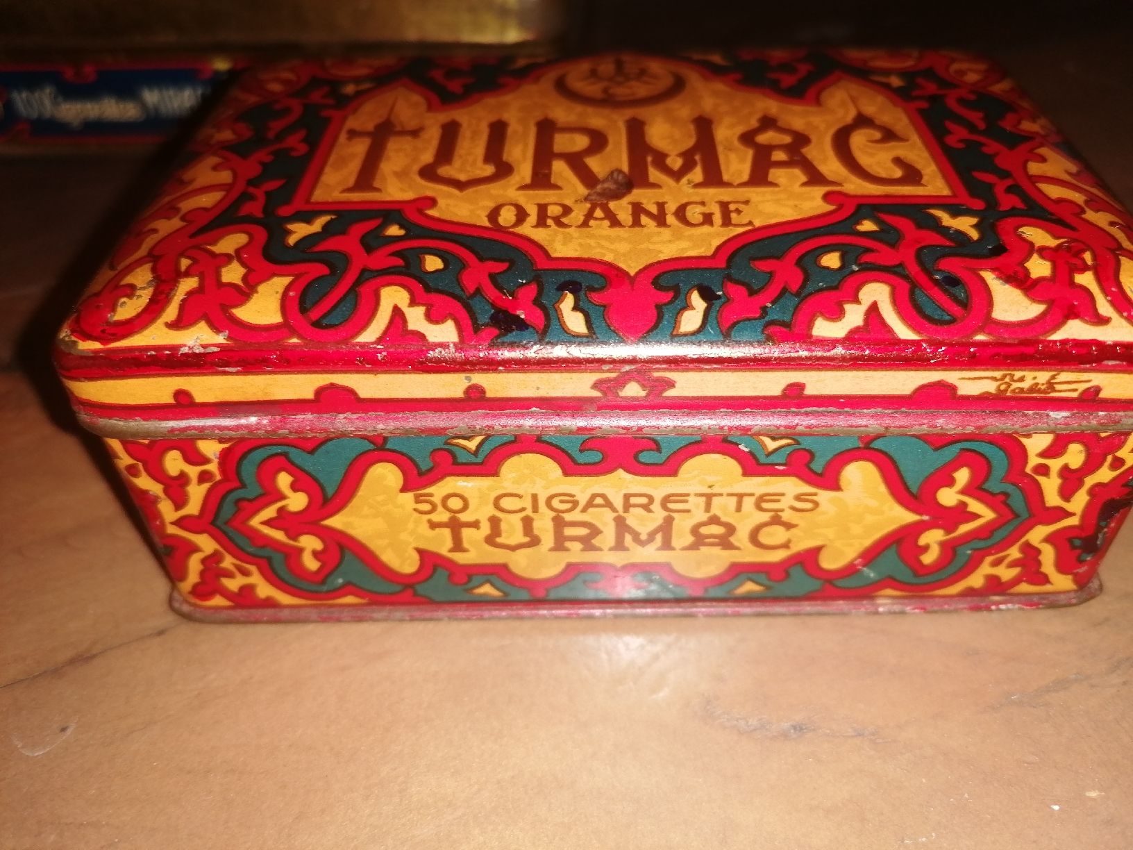 Antike, sehr seltene Turmac 50 er Orange, rare Dosen form (Gebraucht ...