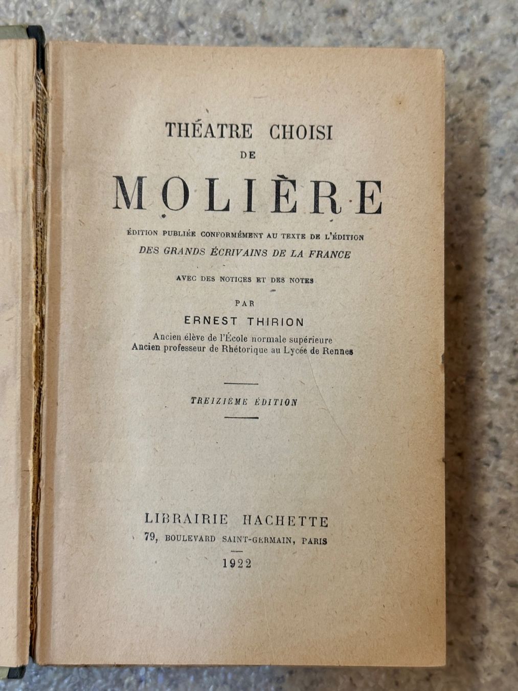 Bücher: Antikes Buch Théatre Choisi De Molière – Gebraucht aus Reiden von Zofi-Brocki 1