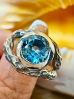 Exklusiver - Designer-Ring aus Silber mit Swiss Blue Topas