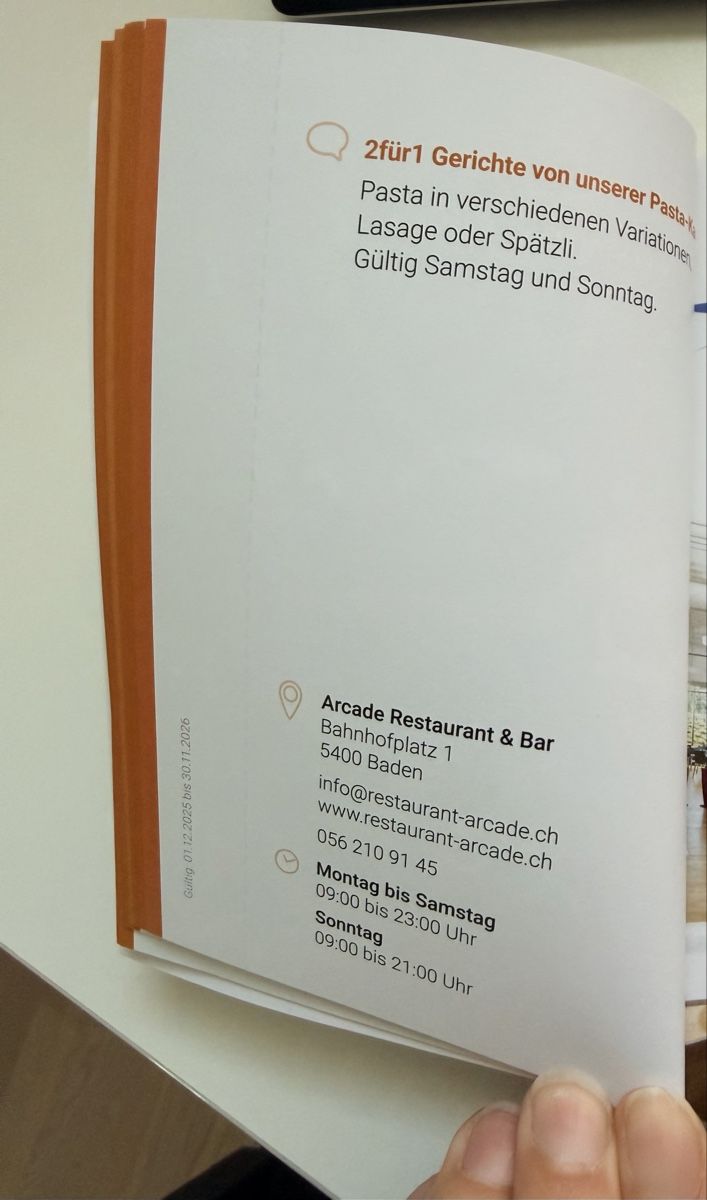 Buoni: Arcade Restaurant Gutschein 2für1 – Nuovo (secondo la descrizione) da Oberwil-Lieli venduto da moderngirl 1