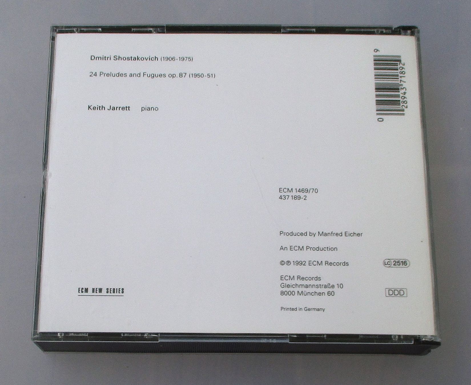 CD: KEITH JARRETT - Shostakovich 24 Preludes 2-CD – Usato da Wattwil venduto da Muriel11 1