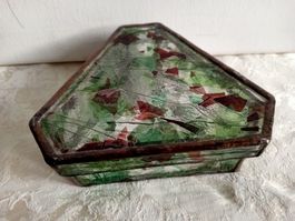 Vintage Schmuckschatulle aus Glas und Metall Dreieckig