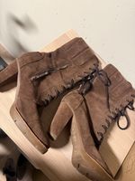 Gomma  Brown Suede Lace-Up Boots – Size 40 – Block Heel