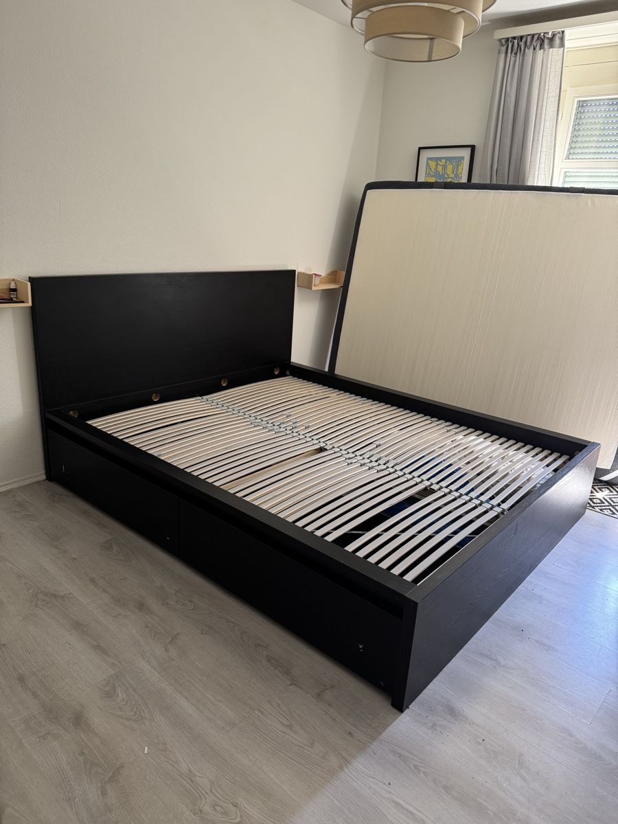 Ikea Letti: IKEA MALM bed frame high 160x200cm black-brown used – Usato da Zürich venduto da Dan_k 1